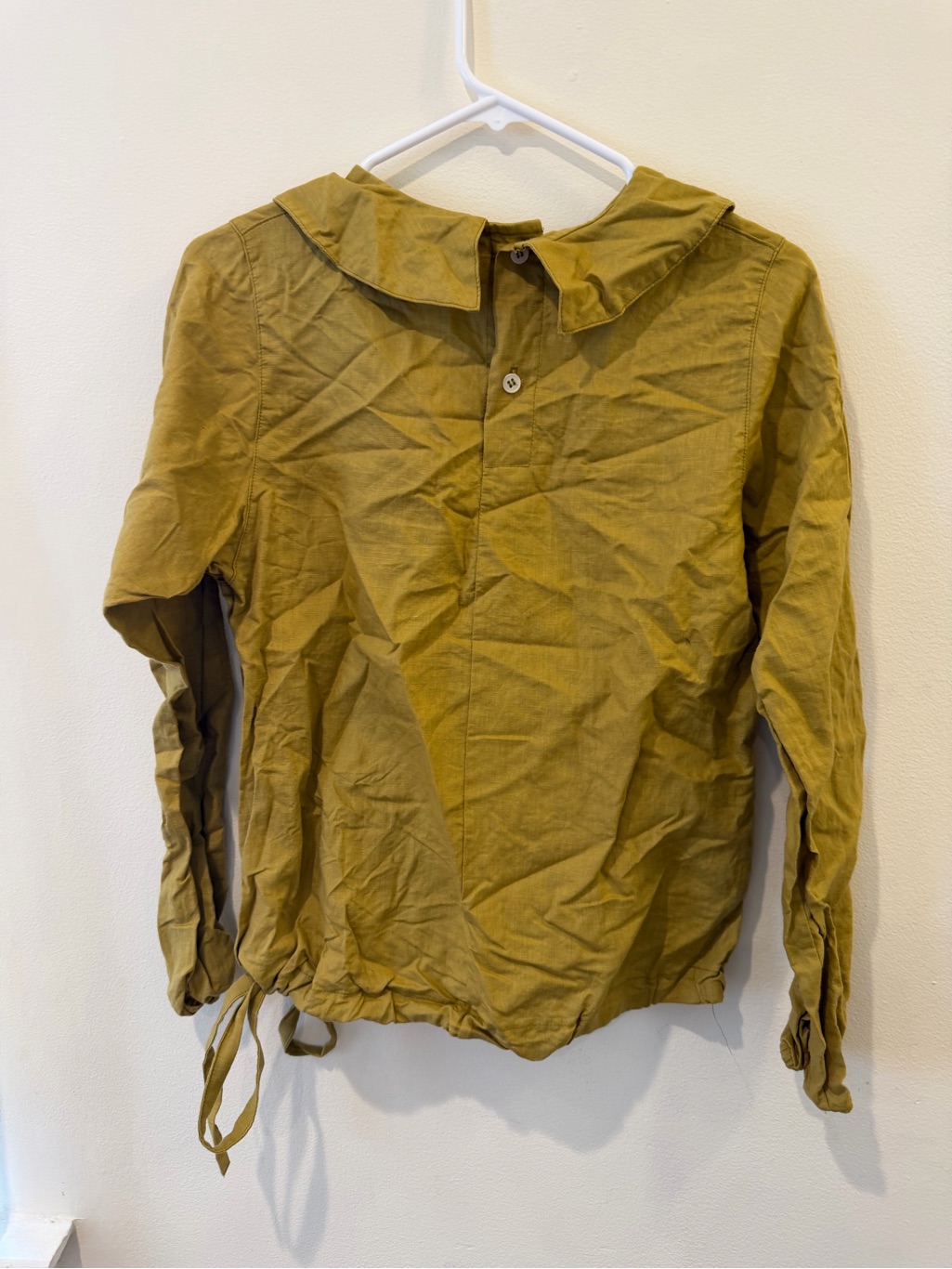 Mabo Olive Tie-Hem Collared Blouse — image 2 of 3